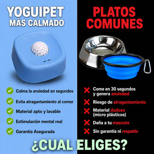 Plato lamedor antiestrés YoguiPet celeste para perros con bolita giratoria